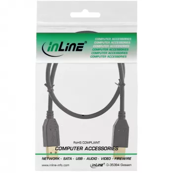 InLine USB 2.0 laidas, AM/AM, juodas, auksuoti kontaktai, 1 m