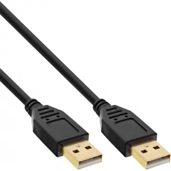 InLine USB 2.0 laidas, AM/AM, juodas, auksuoti kontaktai, 2 m