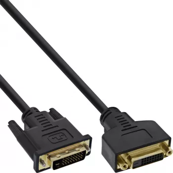 DVI-D laidas Premium 24+1 Dual Link kištukas-lizdas auksuotas 3m InLine 17763P