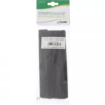 Termosusitraukiantis vamzdelis InLine 200 mm, skersmuo 16 mm → 8 mm, 20 vnt., juodas