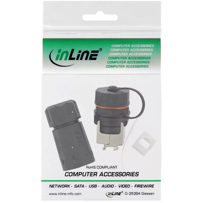 InLine Cat.6A movų rinkinys, vandeniui atsparus IP68, 2x RJ45 F/F, 1:1