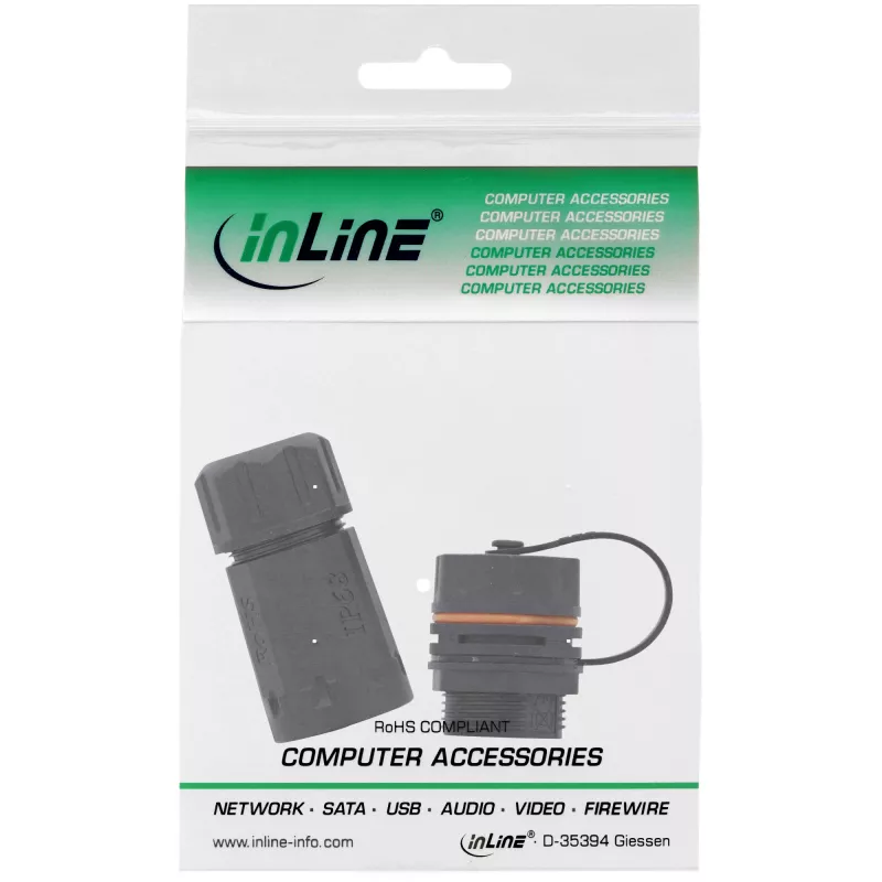 InLine Cat.6A jungtis, vandeniui atspari IP68, 2x RJ45 F/F, 1:1