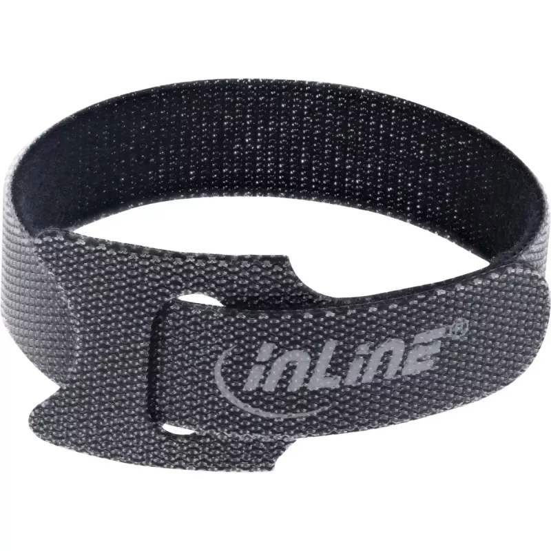 InLine kabelių raištis su lipnia juosta 180x12 mm 10 vnt. juoda