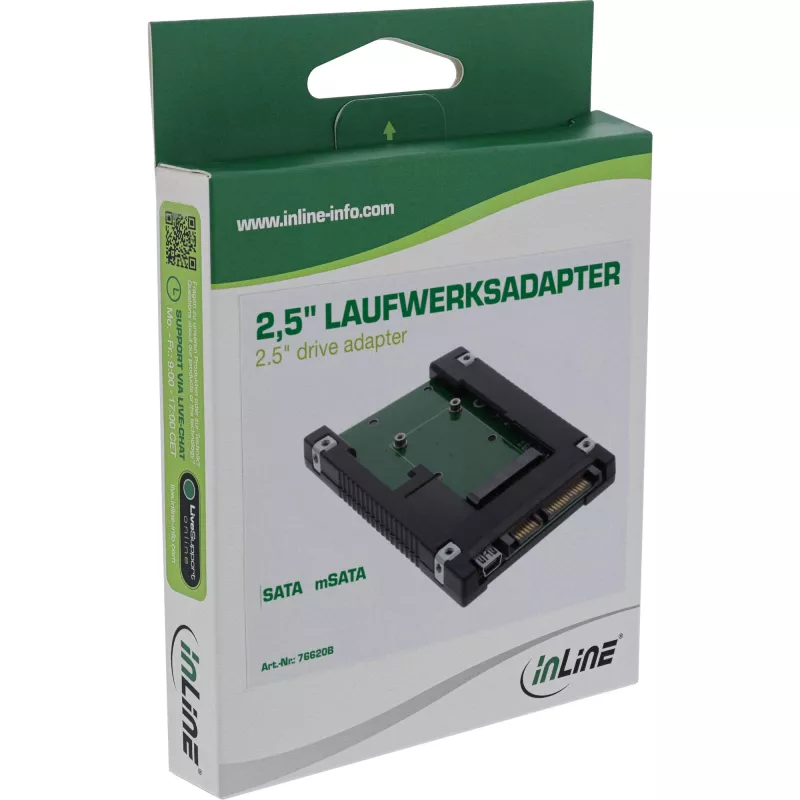 InLine 2,5 colio SATA į mSATA SSD adapteris 76620B juodas