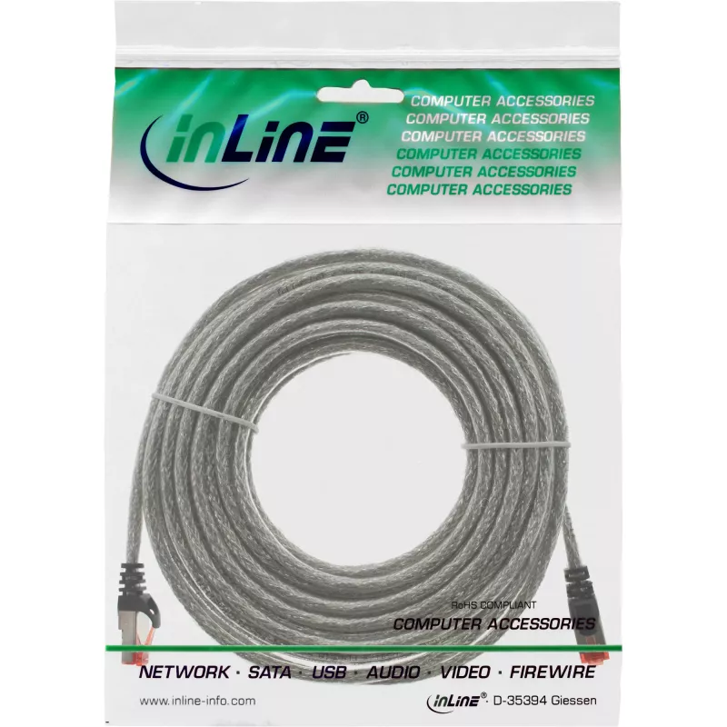 InLine Patch Laidas S/FTP PiMF Cat.6 250MHz PVC varis permatomas 10m