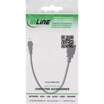 InLine USB 2.0 laidas A lizdas / Mini 5 kontaktų kištukas 0,2 m, juodas