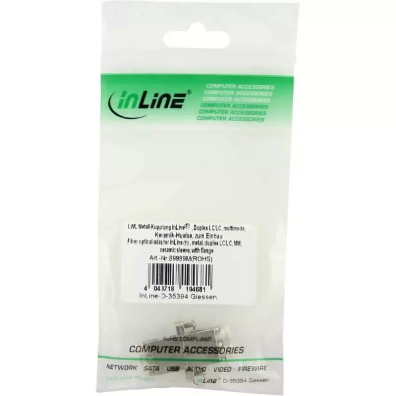 InLine 89989M – Dipleksinis LC/LC šviesolaidinis adapteris, metalinis, daugiamodis, su keramine mova ir flanšu