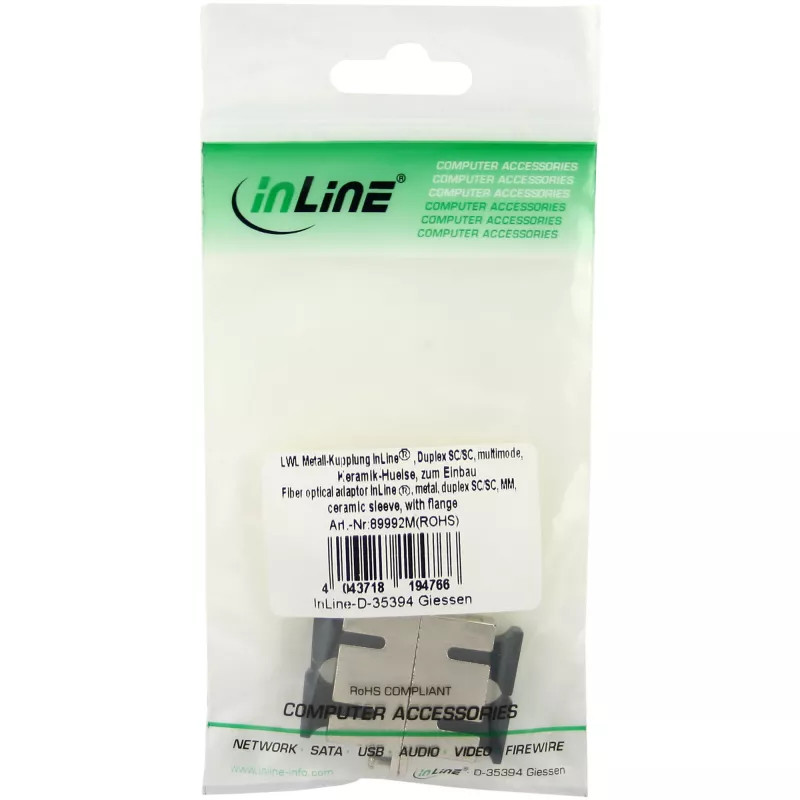 InLine Fiber Optinis Metalinis Adapteris Duplex SC/SC MM Keramine Įvorė su Flanšu