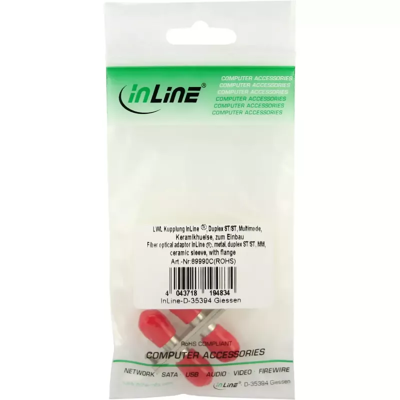 InLine optinis adapteris metalinis duplex ST/ST MM su keramine mova ir flanšu