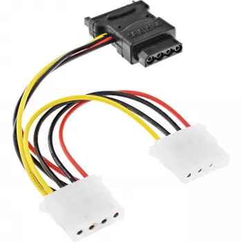 SATA maitinimo laidas SATA lizdas / 3x 4 kontaktų Molex kištukas 0,15 m InLine 29679