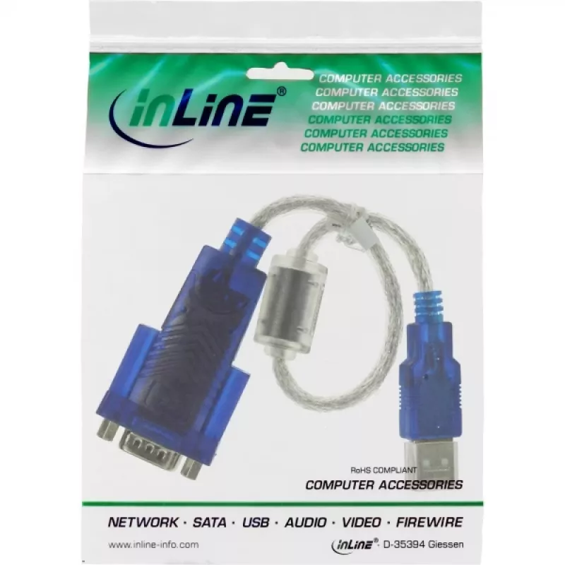 USB į Sub-D 9 kontaktų nuoseklųjį prievadą adapterio laidas Premium InLine 33304D