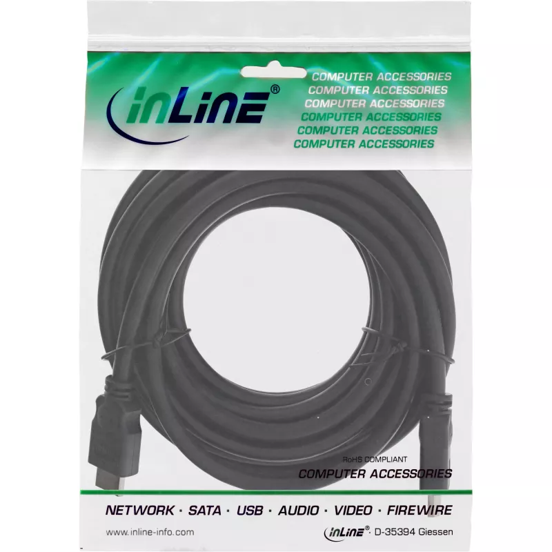 HDMI kabelis High Speed vyriškas / vyriškas juodas 5 m InLine 17605E