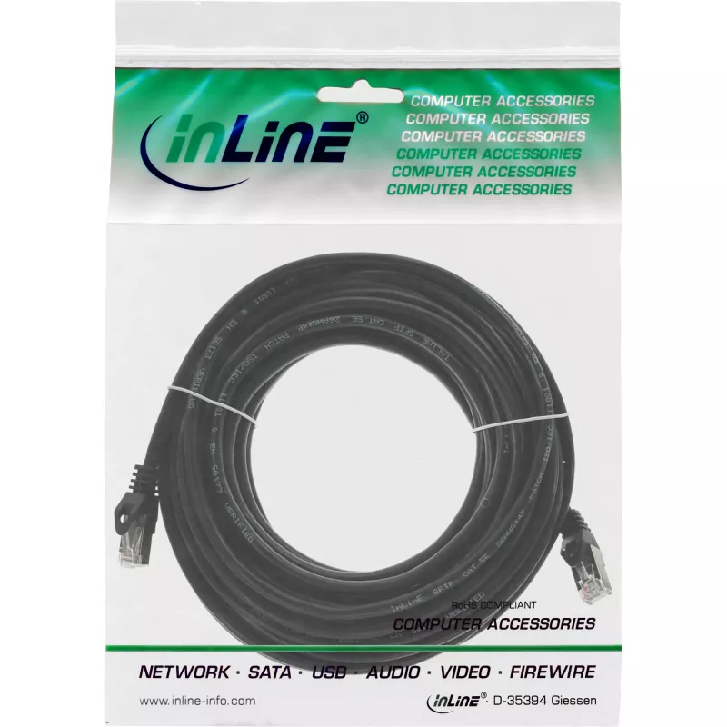 InLine Patch Laidas SF/UTP Cat.5e juodas 30m