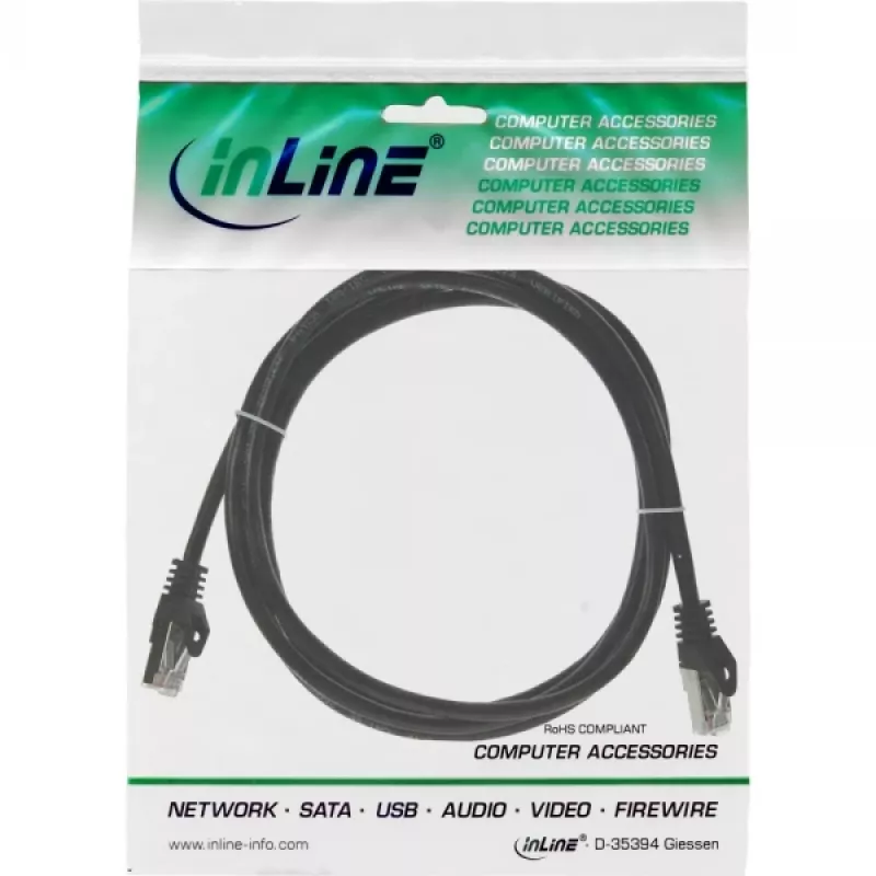 InLine Patch Laidas SF/UTP Cat.5e juodas 1,5 m