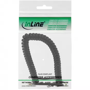 InLine telefono spiralinis laidas RJ10 4P4C juodas 4 m