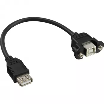 InLine USB 2.0 adapterinis kabelis, A tipo lizdas / B tipo važiuoklės jungtis, 33441F, 0,2 m