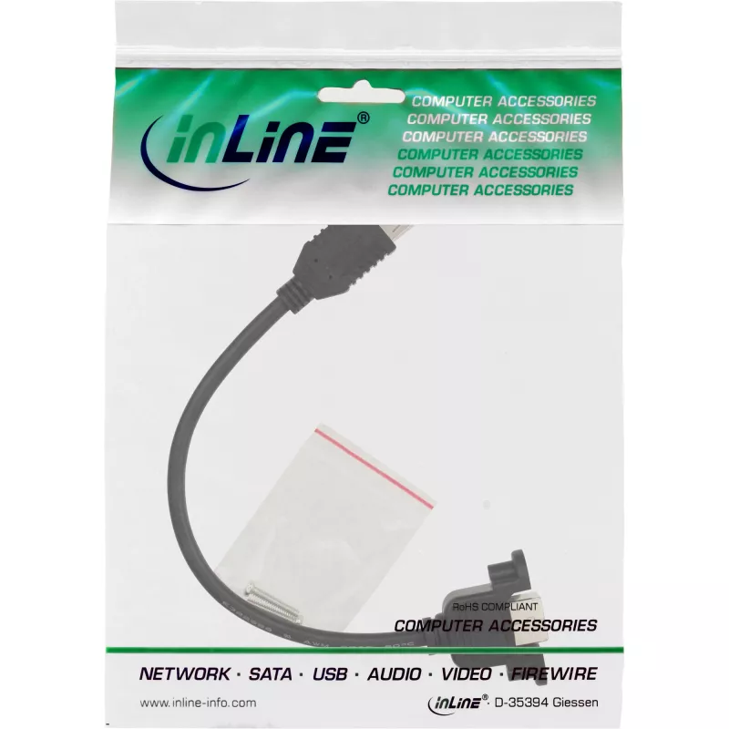InLine USB 2.0 adapterinis kabelis, A tipo lizdas / B tipo važiuoklės jungtis, 33441F, 0,2 m