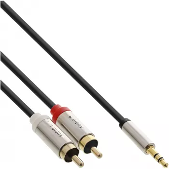 Garso laidas 3.5 mm M - 2x RCA M InLine Basic Slim S-99241