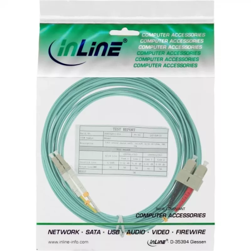 InLine šviesolaidinis dvipusis kabelis LC/SC 50/125µm OM3 1m