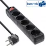 InLine 5-ių lizdų ilgintuvas su įžeminimu CEE 7/3, juodas, 1,5 m