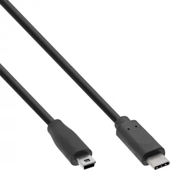 InLine USB 2.0 laidas, USB-C kištukas / mini-B kištukas (5 kontaktų), juodas, 0,5 m