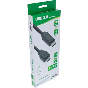InLine USB 2.0 laidas, USB-C vyriškas / Micro-B vyriškas, juodas, 2 m