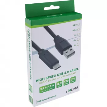 USB 2.0 laidas InLine 35734 USB-C (vyras) į USB-A (vyras) juodas 1,5 m