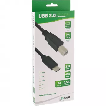 USB 2.0 laidas InLine 35764 USB-C (vyras) į USB-B (vyras) juodas 1,5 m