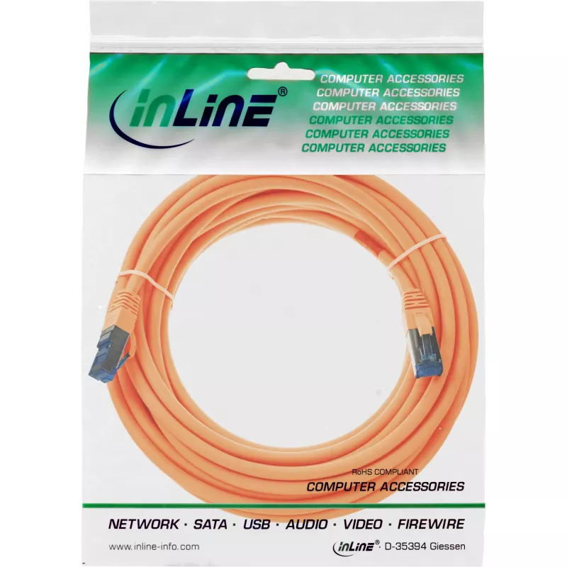 InLine Patch Laidas S/FTP PiMF Cat.6A halogen-free 500MHz oranžinis 20m