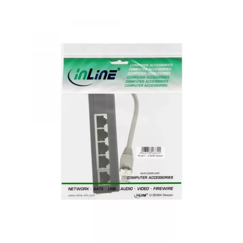 InLine ISDN skirstytuvas su 5x RJ45 lizdais, 15 cm kabeliu ir terminalo rezistoriais