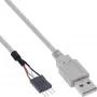 InLine USB 2.0 adapterio laidas USB A tipas (vyriškas) / Pin Header (vyriškas), 0,40 m
