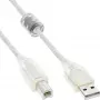 InLine USB 2.0 laidas A tipo kištukas / B tipo kištukas permatomas, ferito šerdis, 3 m