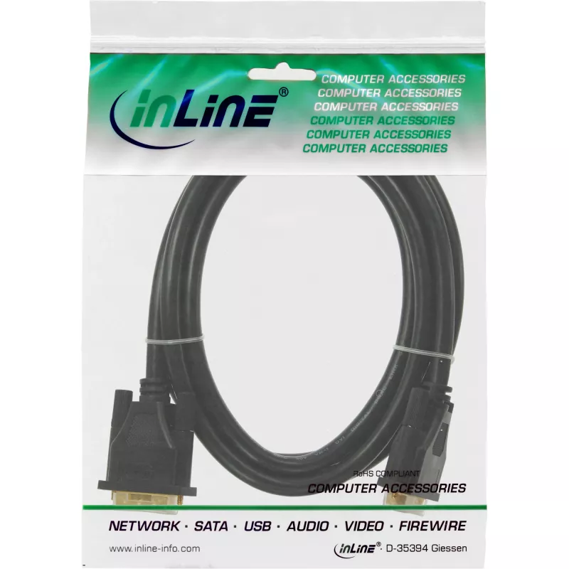 InLine DVI-D laidas Premium 24+1 vyriškas / vyriškas Dual Link auksuotas 15 m