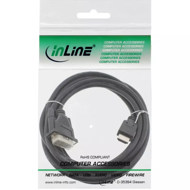 InLine HDMI-DVI laidas HDMI kištukas / DVI kištukas 18+1 juodas 3m