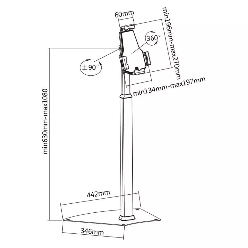 InLine Tablet Holder aliumininis užrakinamas laikiklis universalus 7,9–10,1 colio planšetėms
