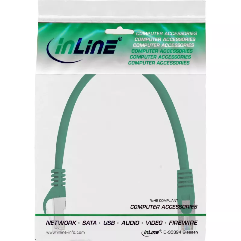 InLine Patch kabelis F/UTP Cat.5e žalias 0,3 m