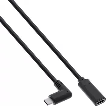 USB 3.2 Gen.1x2 ilginamasis kabelis InLine 35784 USB-C kampinis kištukas / lizdas juodas 1,5 m