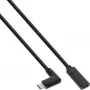 InLine USB 3.2 Gen.1x2 laidas, USB-C lenktas kištukas / lizdas, juodas, 1 m