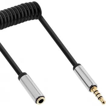 InLine Slim Audio spiralinis laidas 3,5 mm kištukas / lizdas, 4 kontaktų, Stereo, 2 m