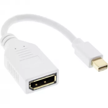 InLine Mini DisplayPort (vyriškas) į DisplayPort (moterišką) adapterio laidas, 4K2K, baltas, 0,15 m