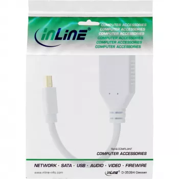 InLine Mini DisplayPort (vyriškas) į DisplayPort (moterišką) adapterio laidas, 4K2K, baltas, 0,15 m