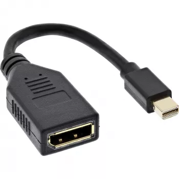 InLine adapterio laidas Mini DP (vyriškas) į DisplayPort (moteriškas), 4K2K, juodas, 0,15 m