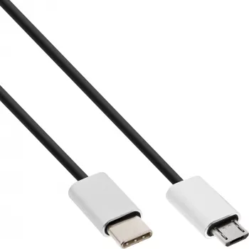InLine USB 2.0 laidas, USB-C kištukas / Micro-B kištukas, juodas/aliuminis, lankstus, 1,5 m