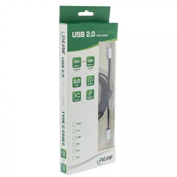 InLine USB 2.0 laidas, USB-C kištukas / Micro-B kištukas, juodas/aliuminis, lankstus, 1,5 m