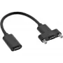 InLine USB 3.2 C moteriškas / moteriškas laidas su flanšu, juodas, 0,20 m