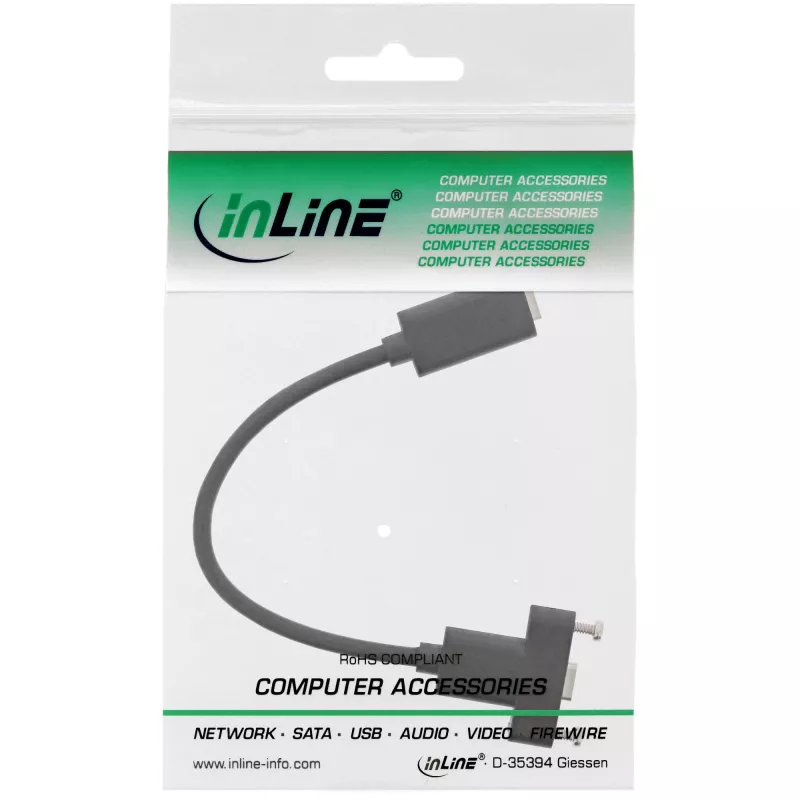 InLine USB 3.2 C moteriškas / moteriškas laidas su flanšu, juodas, 0,20 m