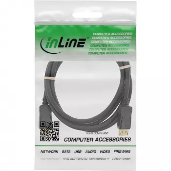 InLine DisplayPort kabelis juodas su auksuotais kontaktais 10 m