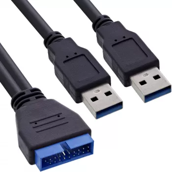 InLine USB 3.0 Premium adapterio laidas 2x USB A vyriškas / pagrindinės plokštės lizdas, 0,40 m