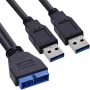 InLine USB 3.0 Premium adapterio laidas 2x USB A vyriškas / pagrindinės plokštės lizdas, 0,40 m