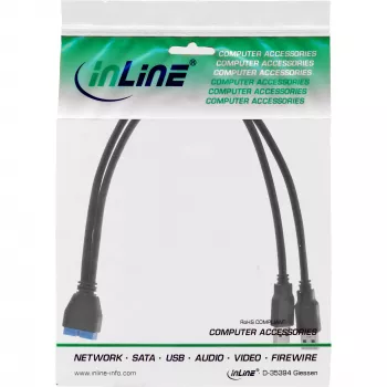 InLine USB 3.0 Premium adapterio laidas 2x USB A vyriškas / pagrindinės plokštės lizdas, 0,40 m